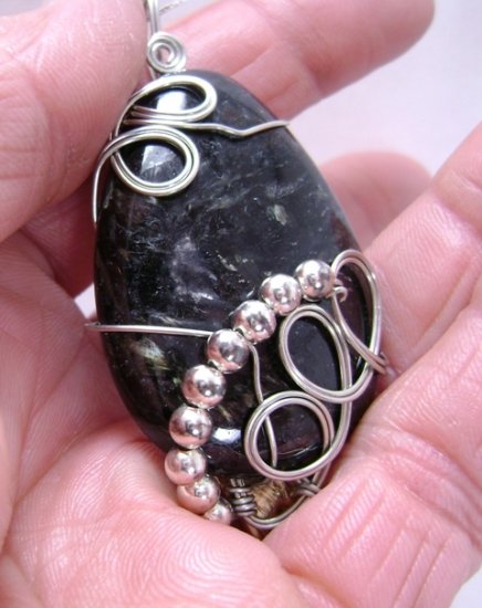 Wire-Wrapped Black Labradorite Gemstone Pendant
