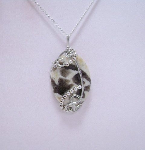 Wire-Wrapped Multi-Colored Marble Stone Pendant