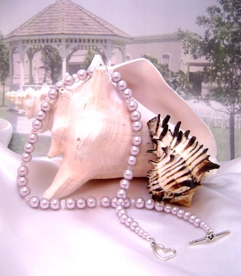 Wisteria Mist/Aqua Pearl and Crystal Single-Strand Necklace