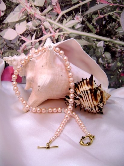 Orange Nector Pearl and Crystal Single-Strand Necklace