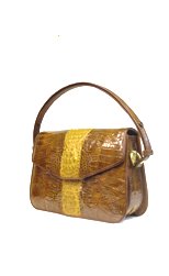 Genuine Crocodile Leather Handbag 2 Tones