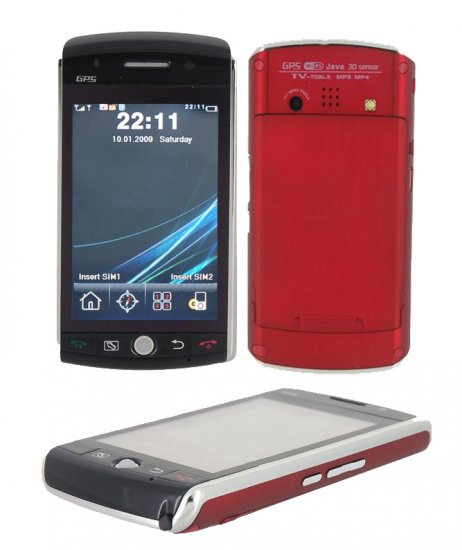 F035 Quad-band FM Touch Screen Dual Sim Standby Cell Phone (Red)