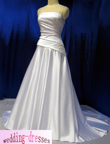 Factory Sample A-line Strapless Satin Wedding Dresses(PR036)