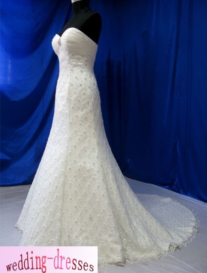 Factory Sample A-line Strapless Lace Beaded Wedding Dresses(PR045)