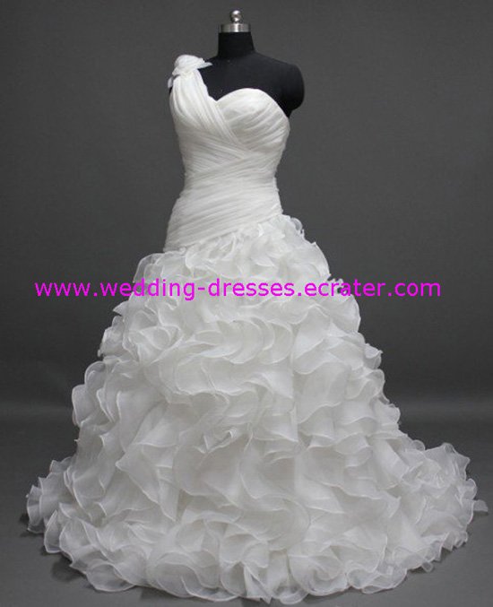 Hot Sales One-shoulder Ruffled Real Wedding Dress / Sample Picture Of Factory(WD598)