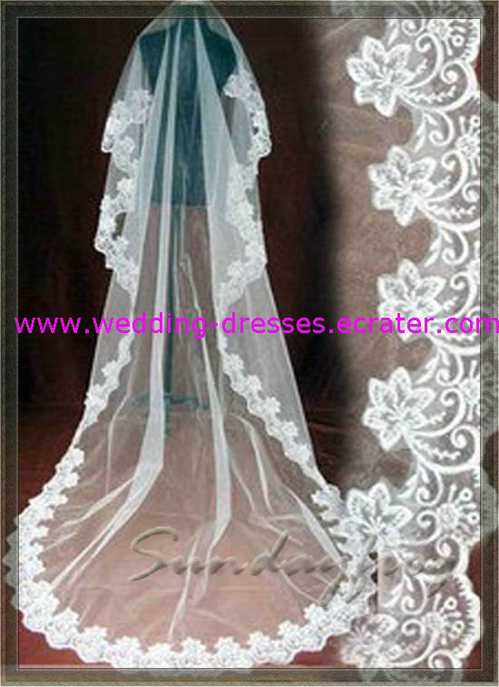 Hot Sales One Layer 3 Meters Cathedral Lace Wedding Veil /Wedding Dress Accessories(VL006)