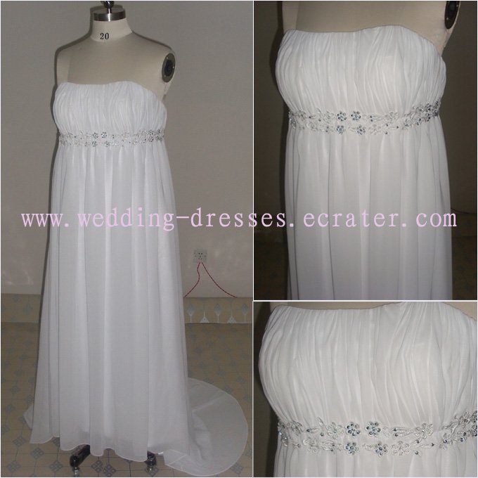 Strapless Custom-Made Maternity Wedding Dress/ Pregnant Formal Dress For Wedding (MD007)