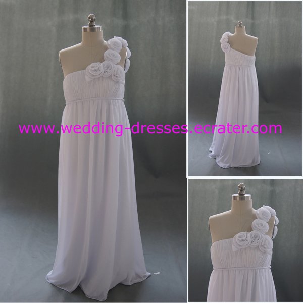 Fashion One Shoulder Custom Made Real Picture Maternity Wedding Dress/ Pregnant Dress(MD008)