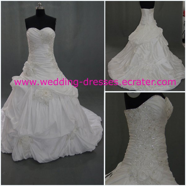 Hot Sales Sweetheart -neck Beadings Hand-flowers Custom-Made Real Picture Wedding Dress 2012(WD918)