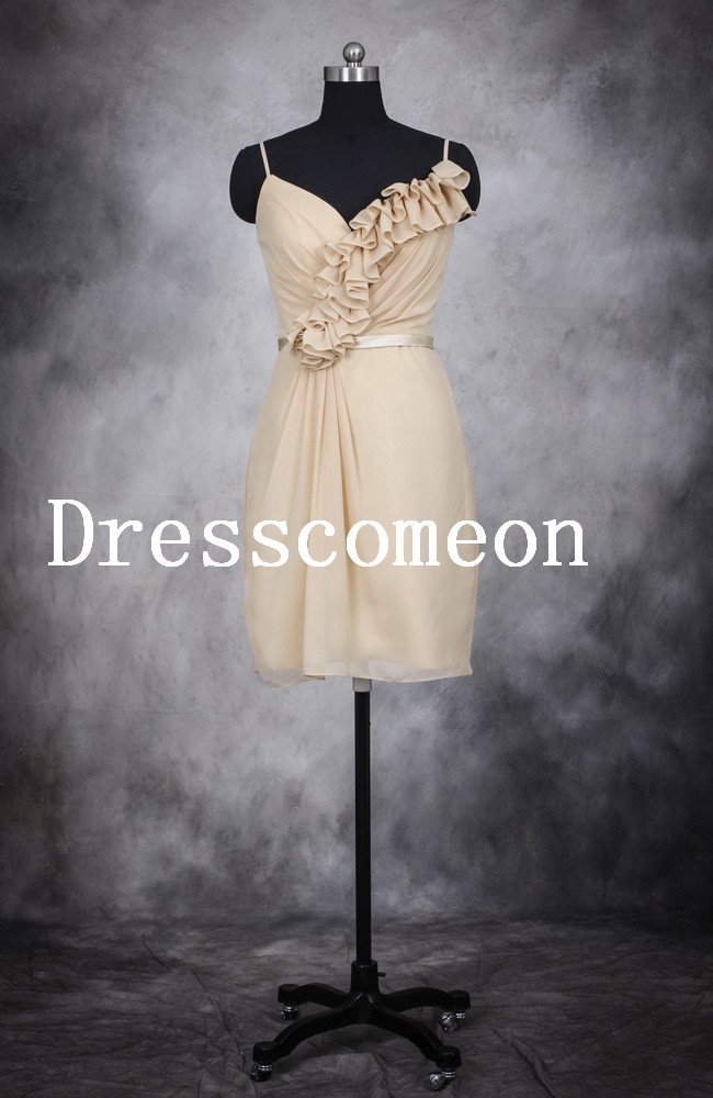 Champange Evening Dress A-line Chiffon Prom Dress MD019