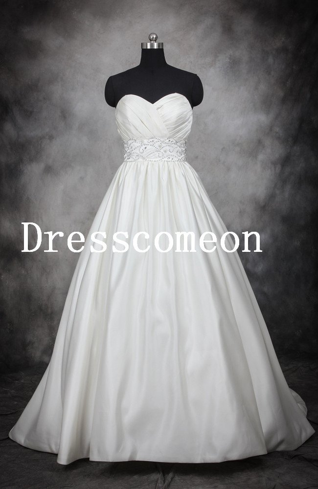 White Strapless Zipper Back Wedding Dress/ Bridal Gown(MD021)
