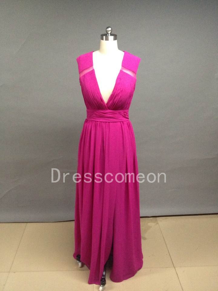 A Line V Neck Chiffon Prom Dresses/Bridemaid Dresses(MD026)