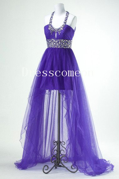Elegant High-low Halter Beading Evening /Party Drss(MD051)