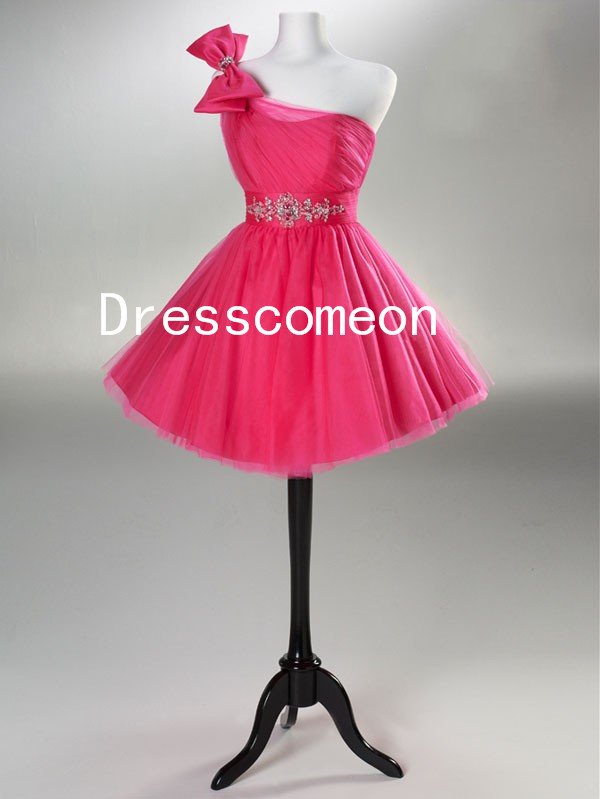 Sleeveless One Shoulder Prom Mini Cocktail Dress (MD052)