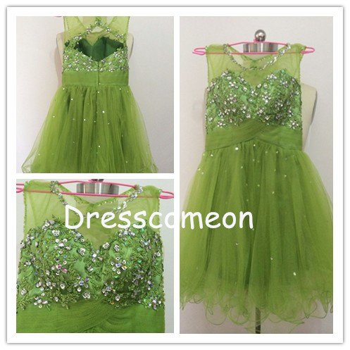 A-line Mini Scoop Tulle Cocktail Dress with Beading (PD007)