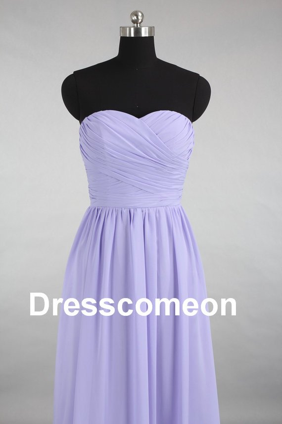 Lanvender Chiffon Sweetheart Long Bridesmaid Dress, Elegant Evening Dress,Prom Dress