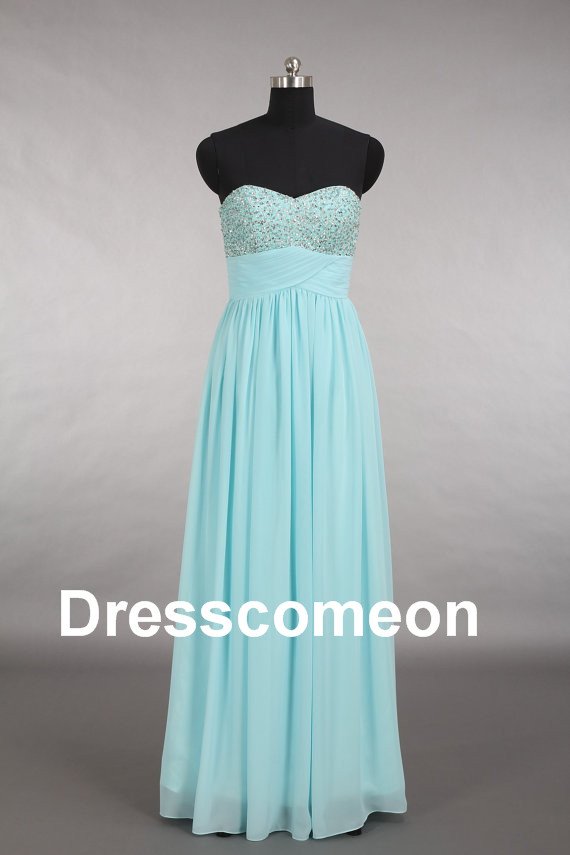 Custom Made Chiffon Sweetheart Beading Long Bridesmaid Dress, Beading Bridesmaid Dress,Prom Dress