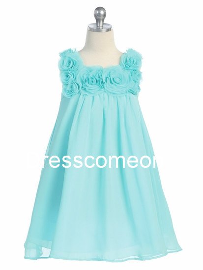 Custom Made Empire Square Neck Knee-Length Chiffon Flower Girl Dress,Summer Dress