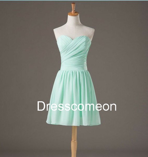 Short Sweetheart Mint Chiffon Bridesmaid Dress,Short Summer Dress