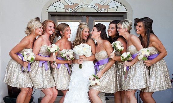 Shiny Champagne Sequin Short Bridesmaid Dress,Above Knee Length Cheap Bridesmaid Dress,Prom Dress