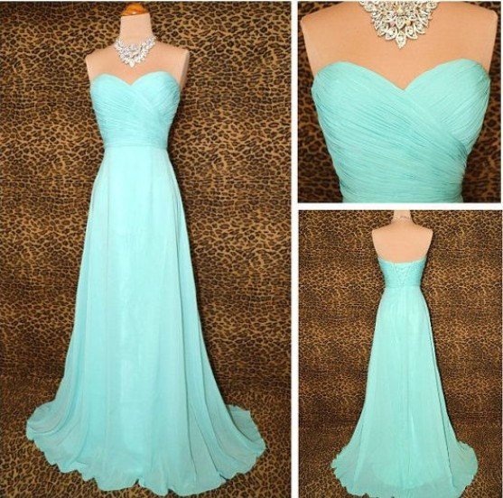 A Line Light Sky Blue Chiffon Long Cheap Custom Made Bridesmaid Dress,Prom Dress