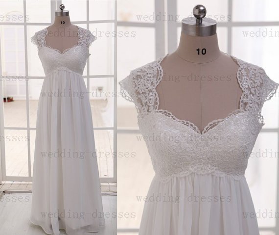 Hot Sales Cap sleeves Empire Waist Lace Maternity Wedding Dress Pregnant Dress