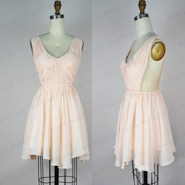 Open Back Short Prom Dress,Pink Chiffon Cocktail Dress,High Low Graduation Dress,Bridesmaid Dress