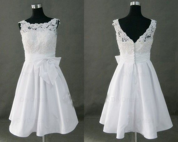 High Neck Princess Lace Bodice Taffeta Skirt Short White Bridal Wedding Gowns,Little White Dresses