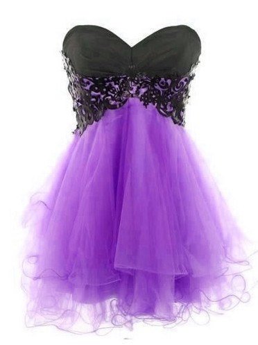 Vintage Black Purple Tulle Short Prom Dress,Lace Cocktail Dress,Mini Length Cheap Party Gown