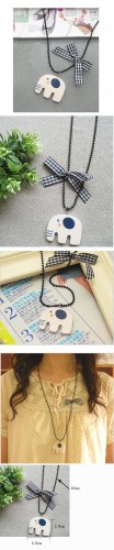 Wooden Elephant Pendant Batterfly Bead Necklace