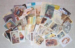 Large Religious Lot of 85 Holy Cards