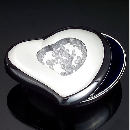 Godinger Silver Plated Floating Diamonds Heart Shape Jewelry Box
