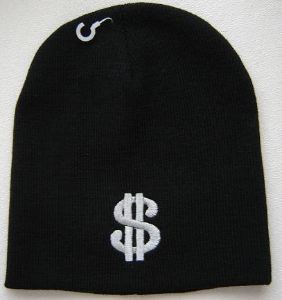Black Dollar Sign Beanie Ski Hat