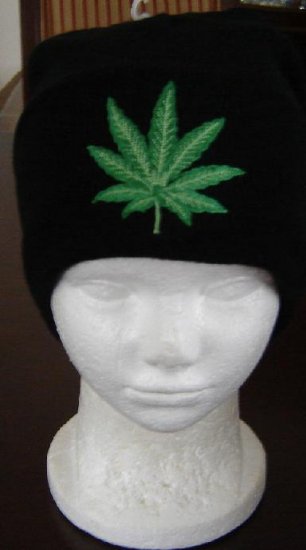 Black Marijuana Leaf Beanie Ski Hat
