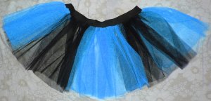 Blue Black Striped TUTU SKIRT Punk Cyber Rave Gothic