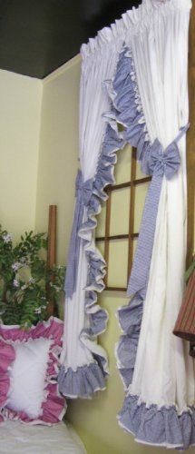 AMY DOUBLE RUFFLED GINGHAM CURTAINS - 200 W x 90 L