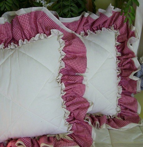 AMY DOUBLE RUFFLED GINGHAM SHAM - STANDARD SIZE