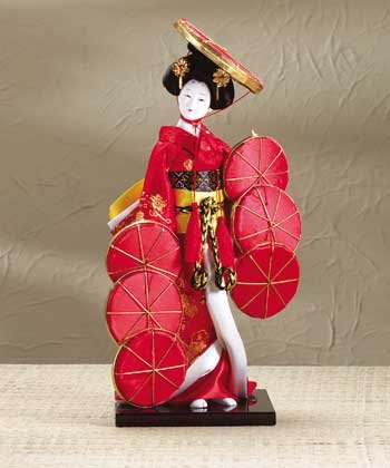 31417 Japanese Porcelain Doll with Colorful Hats
