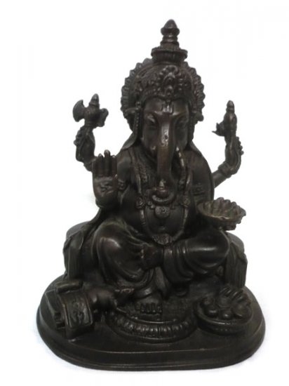 Black Ganesha Hindu God Brass Statue : Size 8"x6"