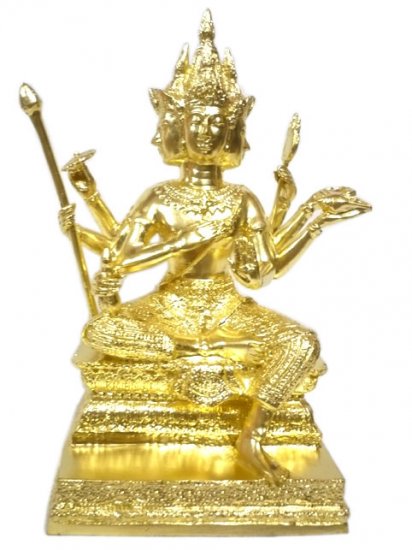 Pra Phrom 4 Face/ Brahma Hindu God Gilded Statue : Size 11"x6"