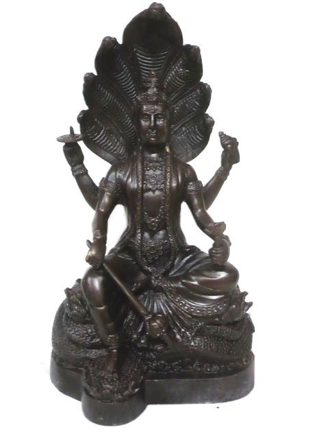 Black Vishnu Hindu God Brass Statue :size 13x7.5