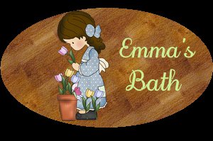 Girl - Baby girl bathtime/bathroom decor idea personalized wood plaque/sign 7 X 5 (L)