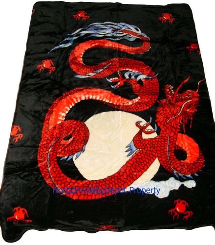 QUEEN KOREAN style MINK red Dragon blanket NEW!