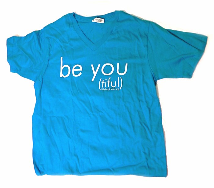 BLUE SMALL Unisex V-Neck "Be You (tiful)" WSH Shirt