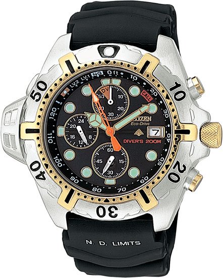 Citizen BJ2004-08E Eco Drive Aqualand Chronograph Solar Chrono Aqua Men's