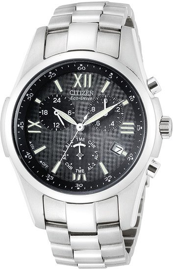 Citizen BL7130-54E Eco-Drive Stainless Steel Alarm Chronograph Black Dial Men's