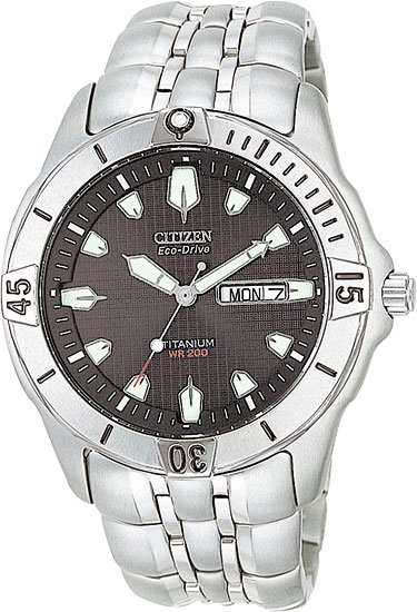 Citizen BM8230-58E Eco-Drive Titanium Professional Diver Black Dial Men's