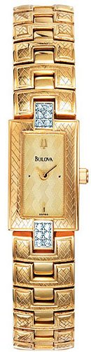 Bulova 98R86 Gold Tone Dress Watch with Diamonds Ladies