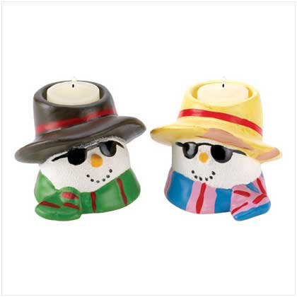 COOL SN0WMAN CANDLEHOLDERS