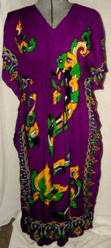 1970's Mandarin Draw String Caftan Dress